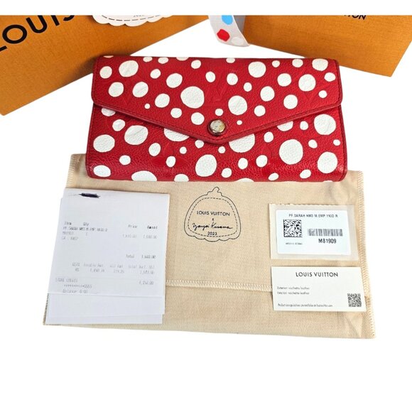 LOUIS VUITTON Sarah Wallet NM Yayoi Kusama Polka Dots Taurillon Leather - Picture 2 of 12